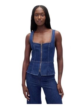 GAP Dark Blue Denim Zip-Front Women’s Top